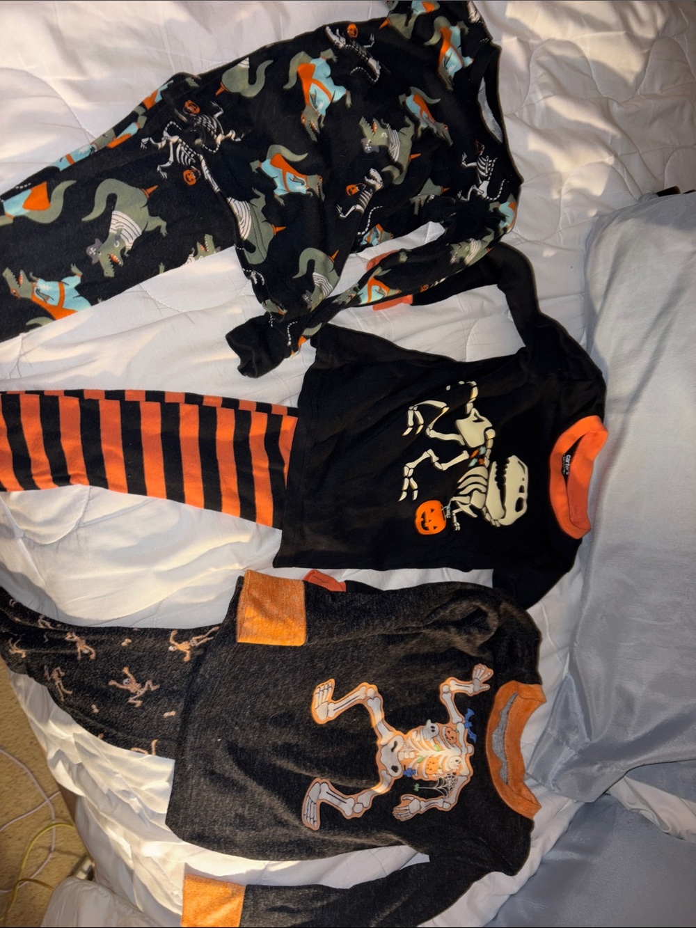 Kids Halloween Skeleton Pajama Set - Black & Orange